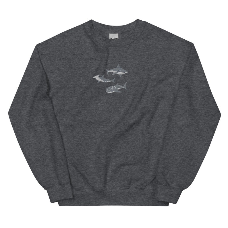 Embroidered Shark Sweatshirt, Shark Sweatshirt, Shark Sweater, Shark Gift, Whale Shark Sweatshirt, Hammerhead Sweatshirt, Bull Shark Sweater