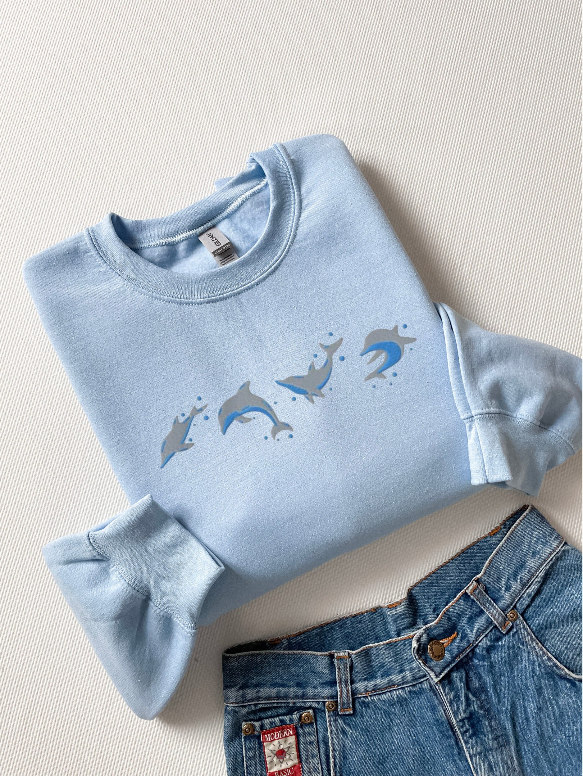 Embroidered Dolphin Sweatshirt, Dolphin Sweatshirt, Dolphin