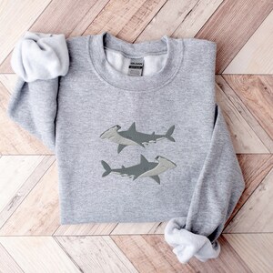 Embroidered Hammerhead Shark Sweatshirt, Shark Sweatshirt, Hammerhead Shark Shirt, Ocean Sweatshirt, Whale Shark Shirt, Shark Lover Gift