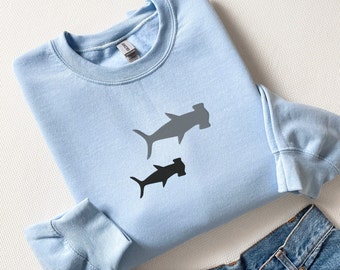 Embroidered Hammerhead Shark Sweatshirt, Shark Sweatshirt, Hammerhead Shark Shirt, Ocean Sweatshirt, Whale Shark Shirt, Shark Lover Gift