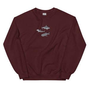 Embroidered Shark Sweatshirt, Shark Sweatshirt, Shark Sweater, Shark Gift, Whale Shark Sweatshirt, Hammerhead Sweatshirt, Bull Shark Sweater