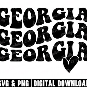 Georgia Svg, Stacked Svg, Heart Svg, US States Svg, America Svg, Georgia State Svg, Wavy Letters Svg, Digital Downloads, Cricut Files