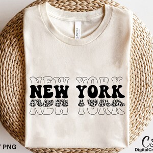 New York Svg, Printable, Leopard Print Svg, New York Shirt Svg, Retro Font Svg, New York US State Svg, Digital Download, Cricut Cut Files