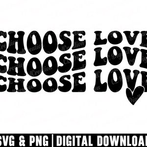 Escolha Love Svg, Stacked Svg, Heart Svg, Digital Download, Love Svg, Happiness Svg, Positive Svg, Letras onduladas Svg, Cricut Files