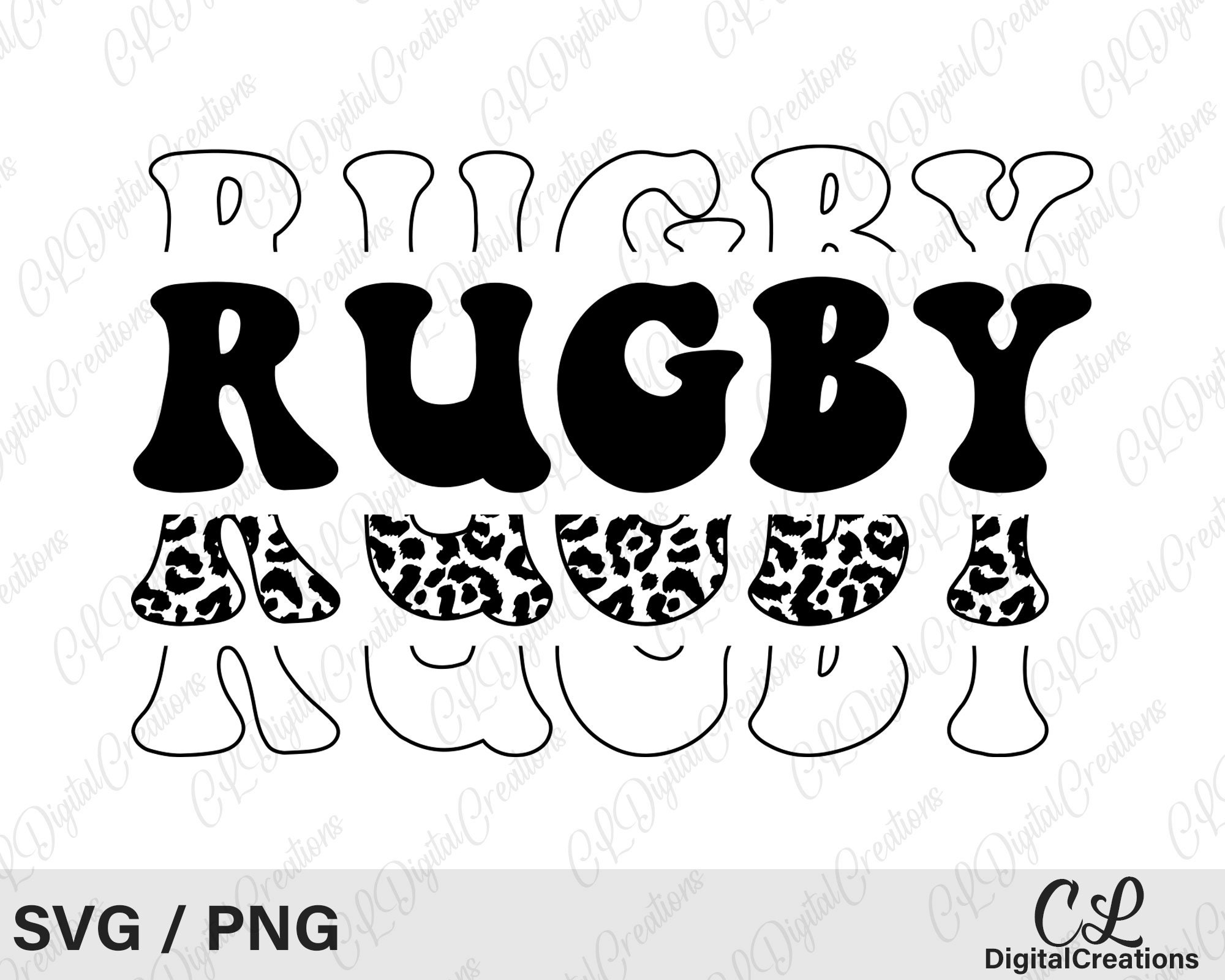 Rugby Svg, Printable, Leopard Print Svg, Rugby Life Svg, Retro Font Svg