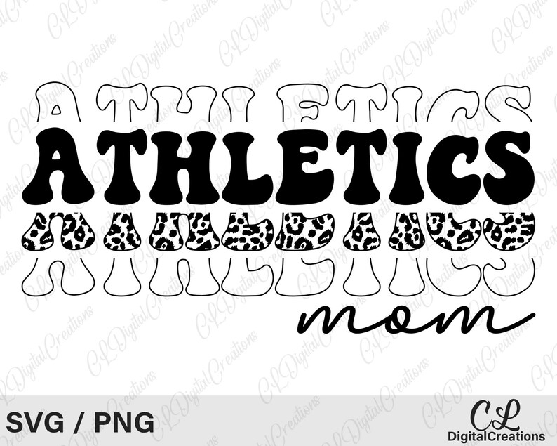 Athletics Mom Svg, Printable, Leopard Print Svg, Athletics Svg, Retro