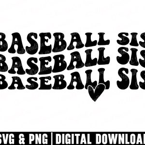 Baseball Sis Svg, Stacked Svg, Printables, Baseball Svg, Sports Sis Svg, Heart Svg, Wavy Letters Svg, Digital Downloads,Cricut File