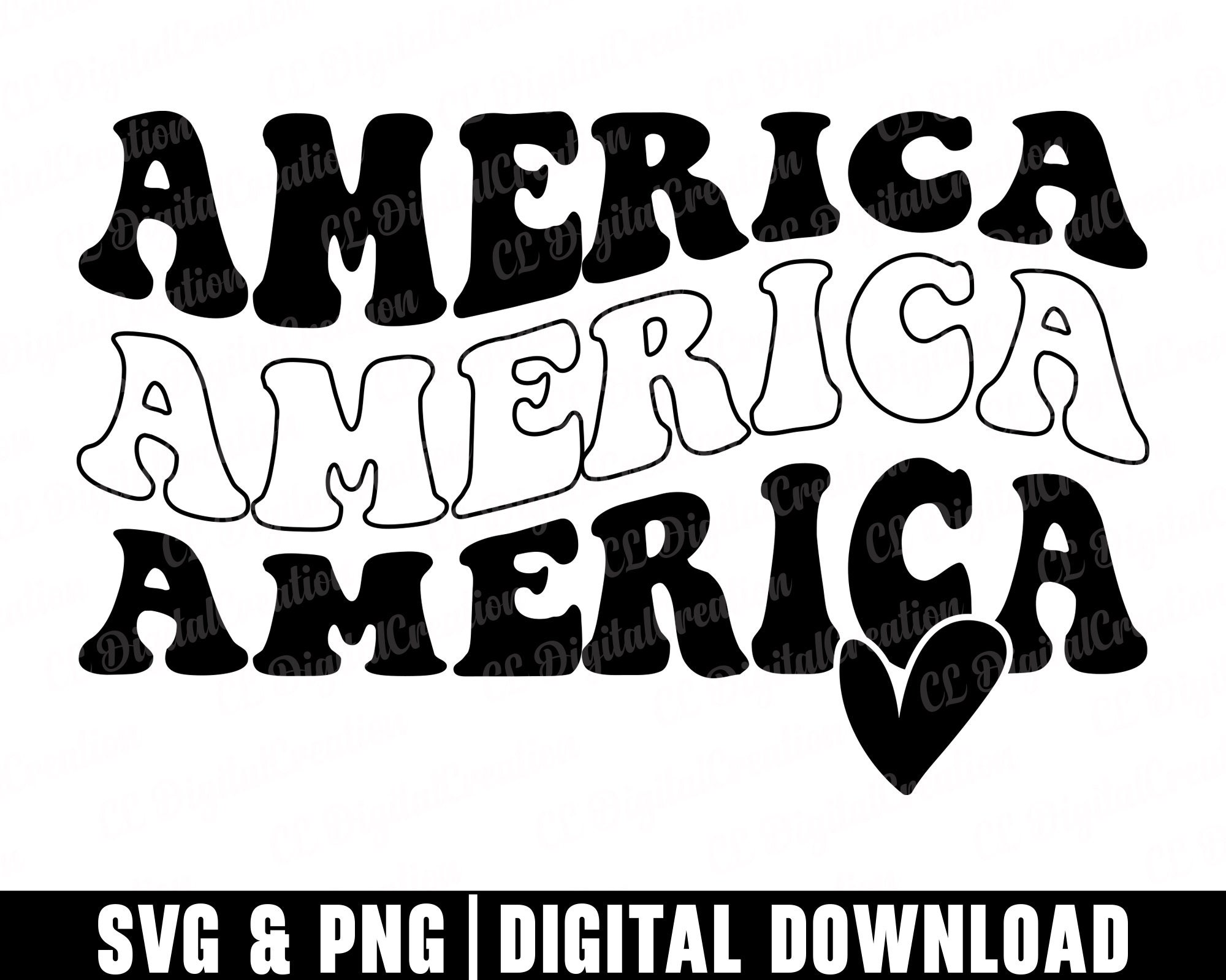 America Svg, Stacked Svg, Heart Svg, US States Svg, Digital Downloads
