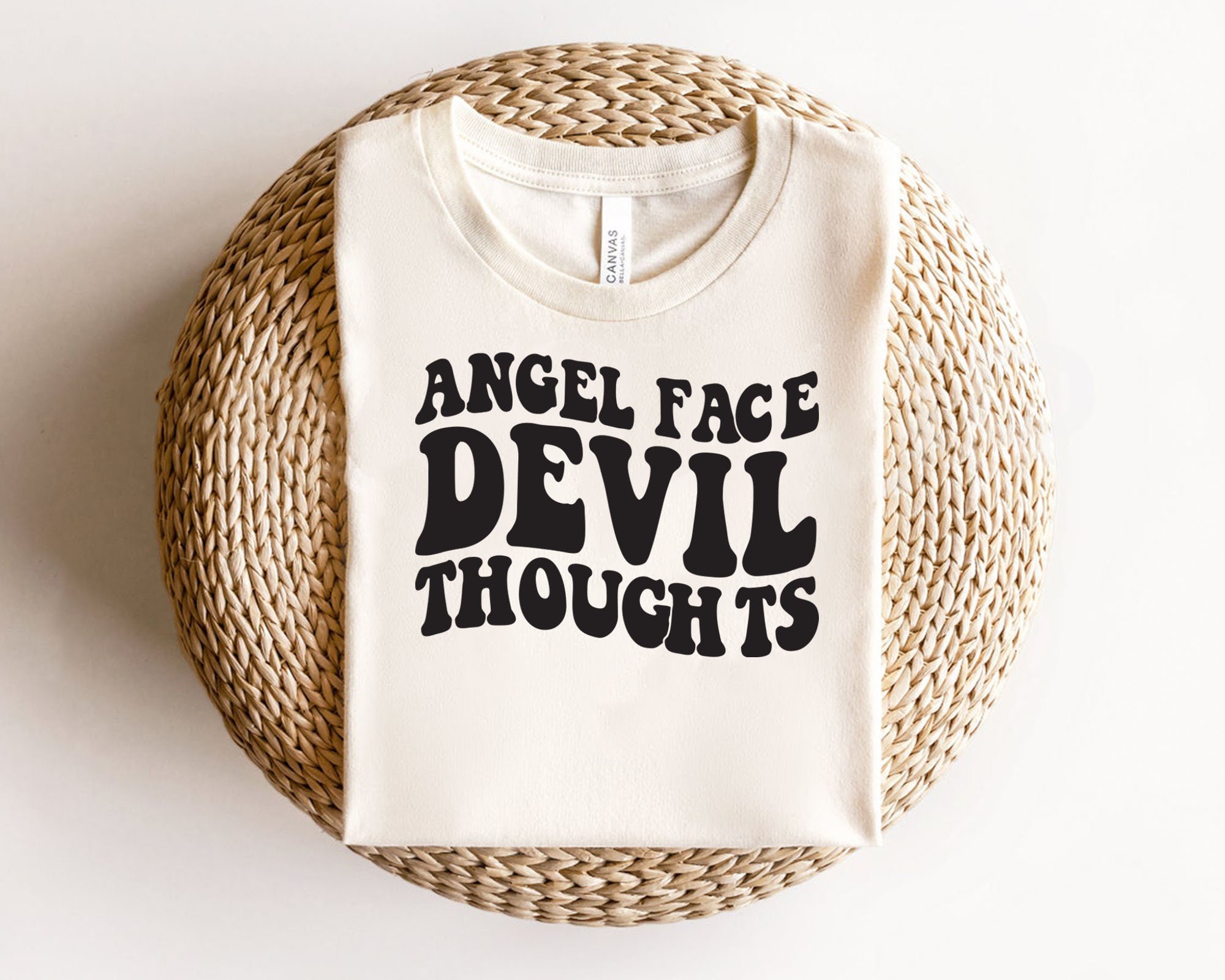 Angel Face, Devil Thoughts Svg, Retro Font Svg, Digital Downloads ...
