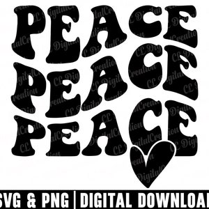 Peace Svg, Gewellte Buchstaben Svg, Herz Svg, Digitaler Download, Peace Svg, Peace Svg, Peace Svg, Christian Svg, Cricut Dateien