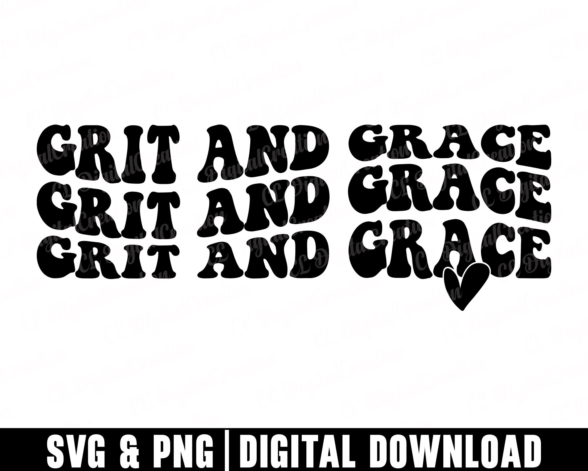Grit and Grace Svg, Stacked Svg, Digital Download, Heart Svg, Religious
