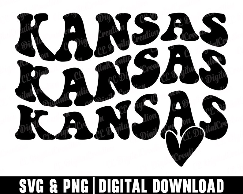 Kansas Svg, Stacked Svg, Heart Svg, US States Svg, America Svg, Kansas ...