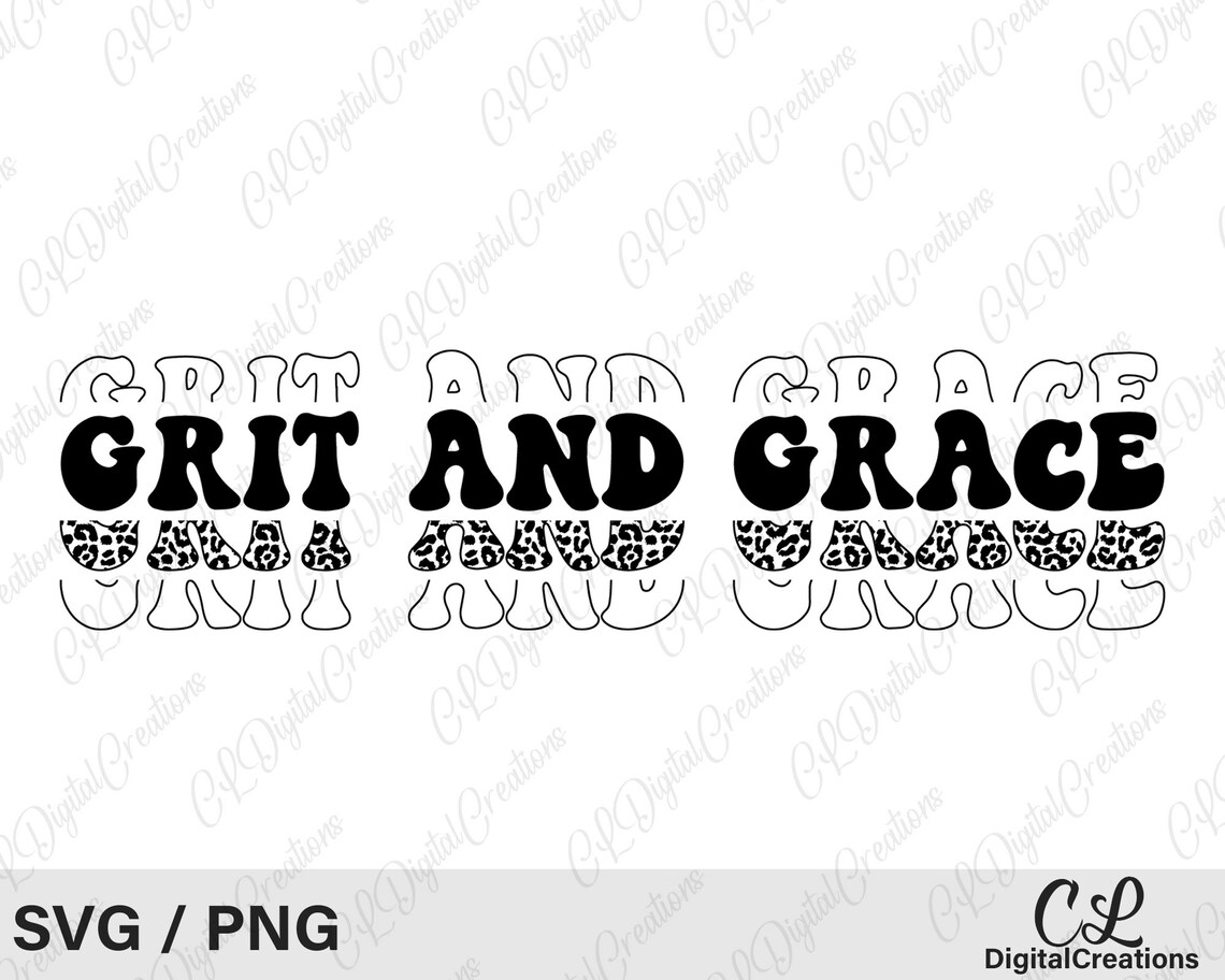 Grit and Grace Svg, Printable, Leopard Print Svg, Christian Svg, Retro