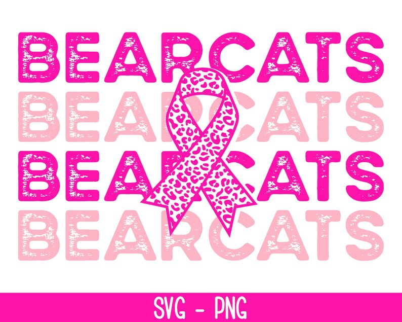 Bearcats Cancer Svg, Printable, Bearcats Stacked, Breast Cancer Svg ...