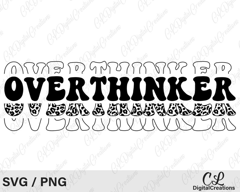 Overthinker Text Overthinker Svg, Printable, Leopard Print Svg, Mental Health Svg, Retro ...