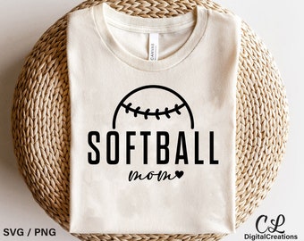 Softball Mom Svg, Softball Svg, Digital Download, Mom Svg, Mom Life Svg, Love Softball Svg, Cricut, Sports Svg, Heart Svg, Svg Cut File