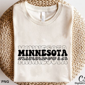 Minnesota Svg, Printable, Leopard Print Svg, Minnesota Shirt Svg, Retro Font Svg, Minnesota US State Svg, Digital Download, Cricut Cut Files