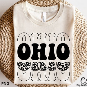 Ohio Svg, Printable, Leopard Print Svg, Ohio Shirt Svg, Retro Font Svg, Ohio US State Svg, Digital Download, Cricut Cut Files