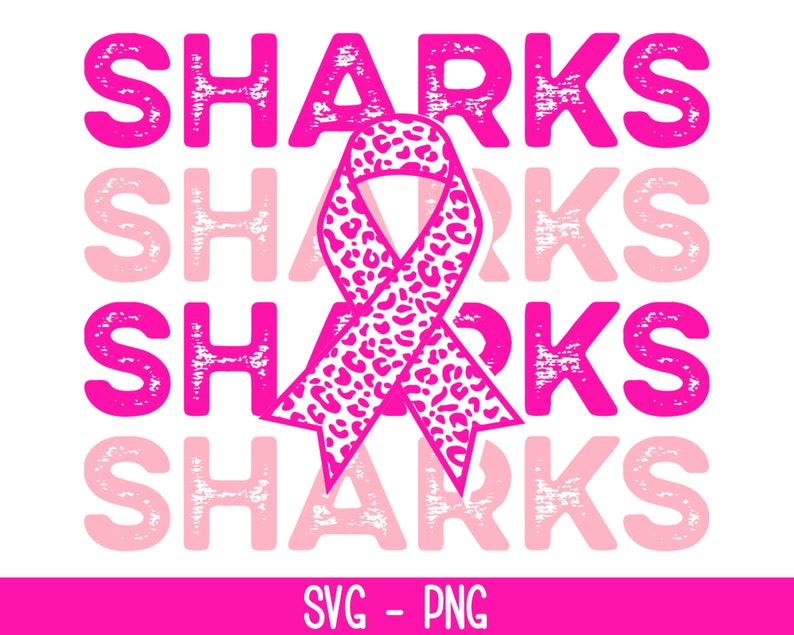 Sharks Cancer Svg, Printable, Sharks Stacked, Breast Cancer Svg