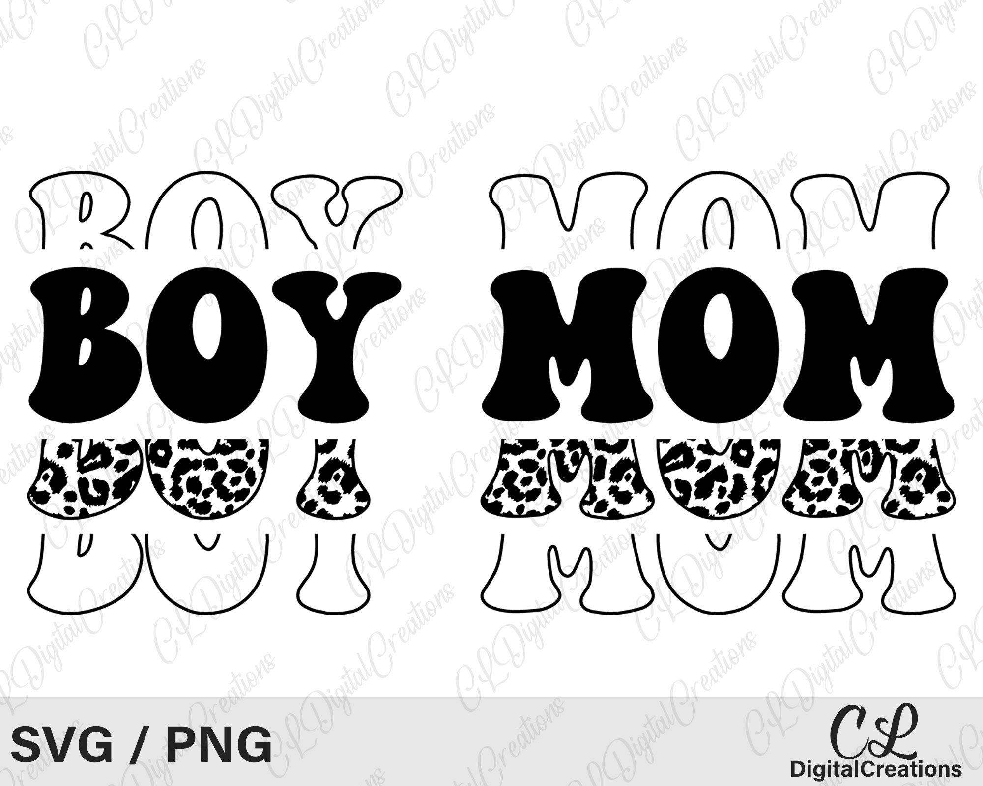Boy Mom Svg, Printable, Leopard Print Svg, Mom Life Svg, Retro Font Svg