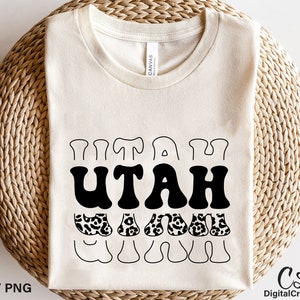 Utah Svg, Printable, Leopard Print Svg, Utah Shirt Svg, Retro Font Svg, Utah US State Svg, Digital Download, Cricut Cut Files