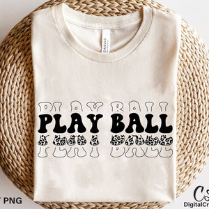 Play Ball Svg, Printable, Leopard Print Svg, Sports Svg, Retro Font Svg, Baseball Quote Svg, Baseball Svg, Digital Download, Cricut Cut File