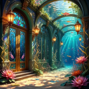 Mermaid and Sea Spirits Sanctuary, Abyssal Deep Oasis, Astral Abode of Ancient Depths & Luminous Secrets, Grant Your Spirit Companion