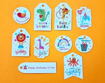 The Tiny Happy Birthday animal tags