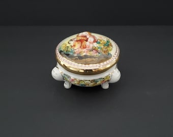 Capodimonte Vintage Footed Trinket Box with Lid 1366/106, Made in Italy