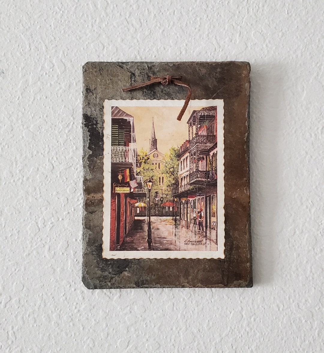 1987 K. Engelhardt New Orleans Lithograph Decoupage on Antique Etsy