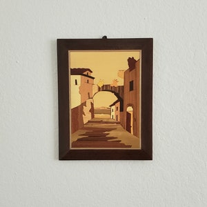 Vintage Wood Marquetry, Coastal Village Alley
