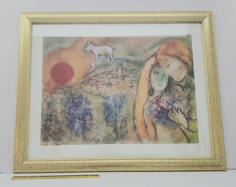 Marc Chagall&#39;s &quot;The Lovers of Vence&quot; Lithograph, Framed