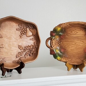 Pair of 1960's Multi Products U.S.A. Faux Wood Decorative Serving Trays