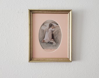 Peggy Abrams Print, kleines betendes Mädchen, signiert Reimel Abrams