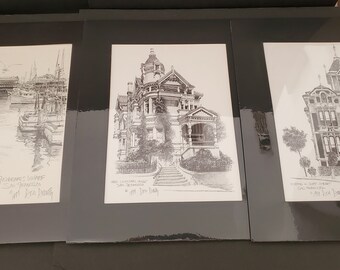 絵画 Hass Lillianthal House 1979 Don Davey LOT OF 2 DON DARCY SIGNED/DATED FRAMED PRINT HAAS LILIENTHAL