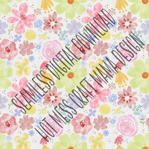 Watercolor Floral Seamless Background Pattern Digital Download Sublimation