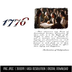 PNG und JPG Unabhängigkeitserklärung 1776 Digitaler Download Trump America USA