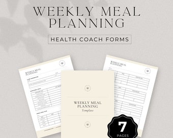 Health Coach Weekly Meal Planner, Healthy Meal, Health Coaching Content, Food Journal, Meal Prep Planner, Digital Meal Planner, DD-HC01