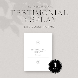 Life Coach-Testimonial-Display-Vorlage, Website- und Social-Media-Testimonial-Display für Coaches, druckbare Vorlagen, DD-LCMIN