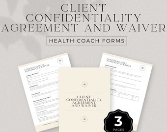 Modello di accordo di riservatezza per health coach Modulo di esonero del cliente Contratto di coaching Canva modificabile Modello legale aziendale da scaricare
