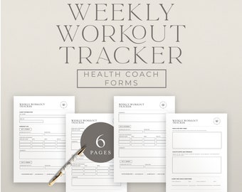 Weekly Workout Tracker Template for Health Coaches, Health Coach Fitness Planning Forms, Coaching Templates, DD-HCMIN