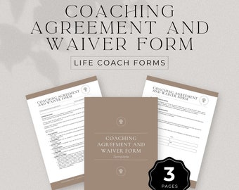 Life Coaching Agreement and Waiver Form, Contract Template, Coaching Templates, Waiver Template, Client Agreement, Life Coach Form, DD-LC03