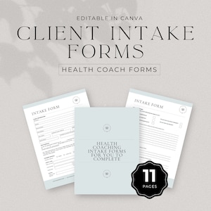 Health Coach Client Intake Form Template Editable Canva Onboarding and New Client Consultation Forms for Coaching Download