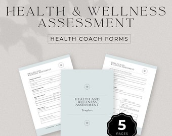 Health Coach Forms, Health and Wellness Assessment, Client coaching templates, form for coaches, editable in canva, DD-HC02