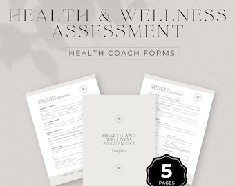 Moduli di valutazione della salute e del benessere di Health Coach, modelli di moduli di coaching, modificabili in Canva, moduli di coaching del cliente, DD-HC03