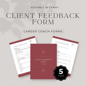 Career Coach Kunden-Feedback-Formularvorlage Bearbeitbar Canva Testimonial und Zufriedenheitsumfrage Coaching-Ressource Digitaler Download