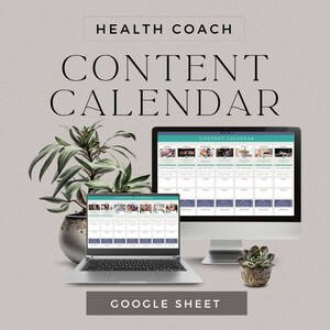 Content Calendar Template Health Coach, Social Media Post, Health Coach Templates, Social Media Planner, Google Sheets Template, DD-HC03