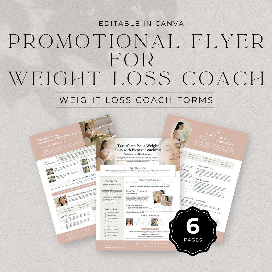Weight Loss Coach Flyer Template Editable Canva Promotional Marketing ...