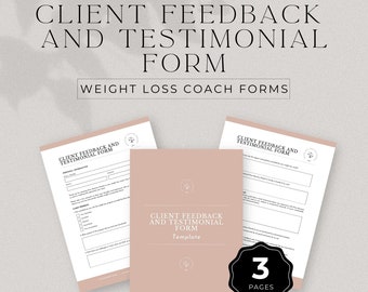 Kunden Feedback und Testimonial Form Abnehm-Coach, Kunden-Feedback, Kundenbefragungs-Formular Vorlage für Abnehm-Coaching, D-WC01