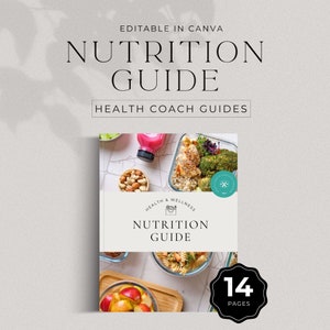 Plantilla de guía nutricional para coaches de salud, Canva editable, plan de alimentación nutricional, libro electrónico, libro de trabajo de coaching, imán de clientes potenciales, descarga digital